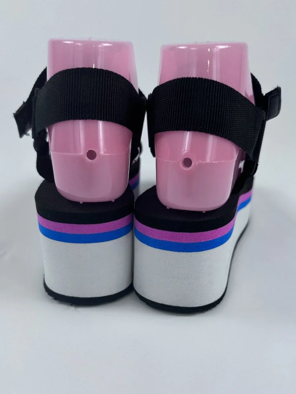 Andrea Platform Sport Sandals Black Size 7 Wedge Comfort Velcro